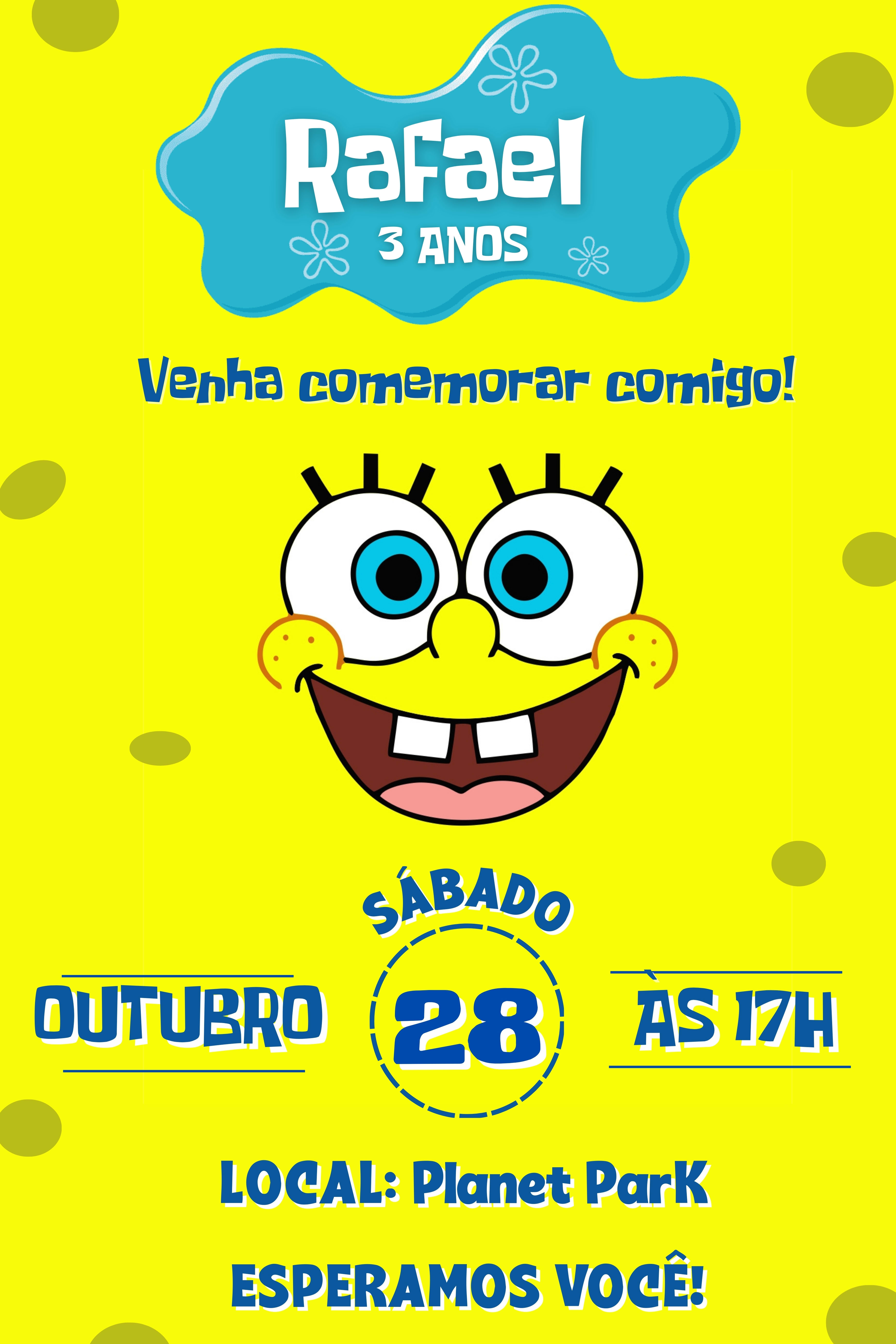 Convite Tradicional - Bob Esponja menino — imagem principal